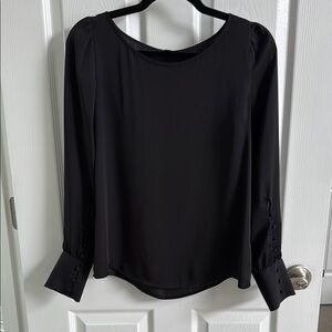 Express Black Long Sleeve Blouse with Rounded Neckline